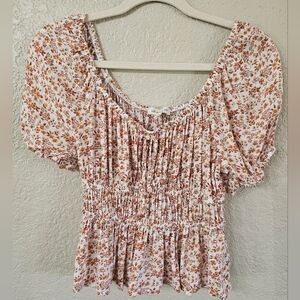 Self Esteem Floral Puff Sleeve Blouse